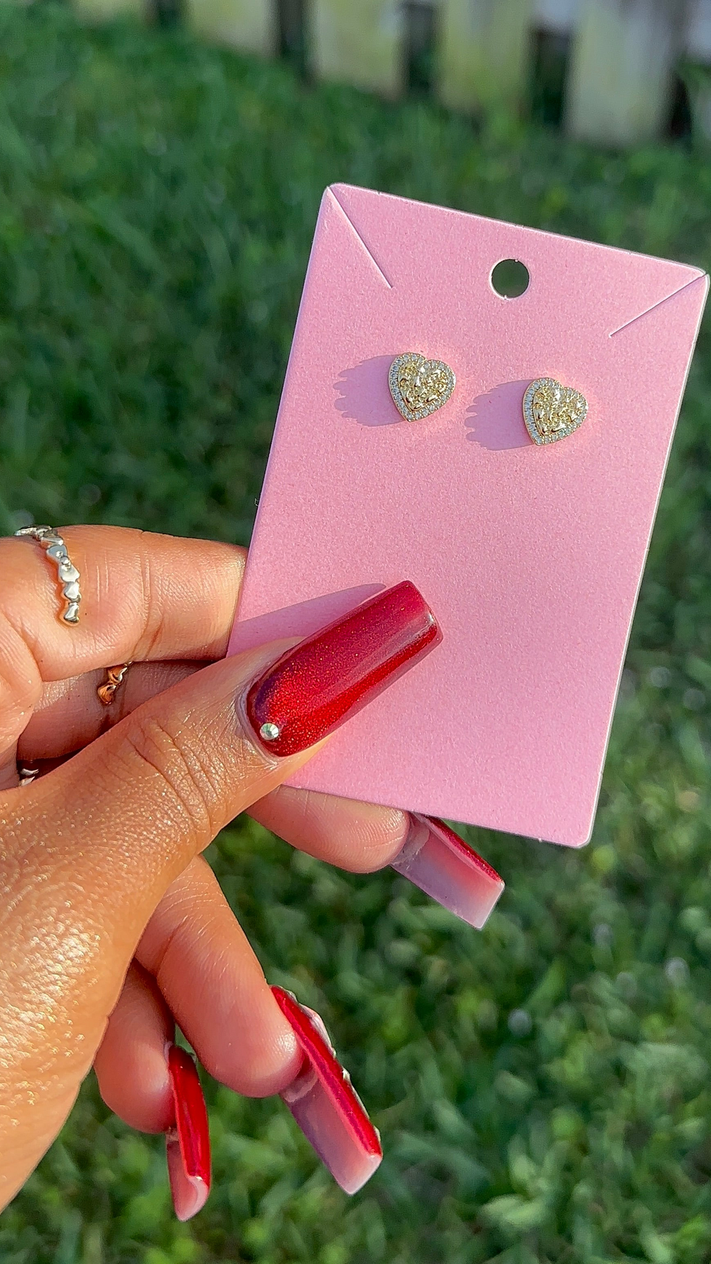 Studded Nugget Heart Earrings