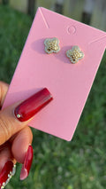 Gold Nugget Studded Clover Earrings