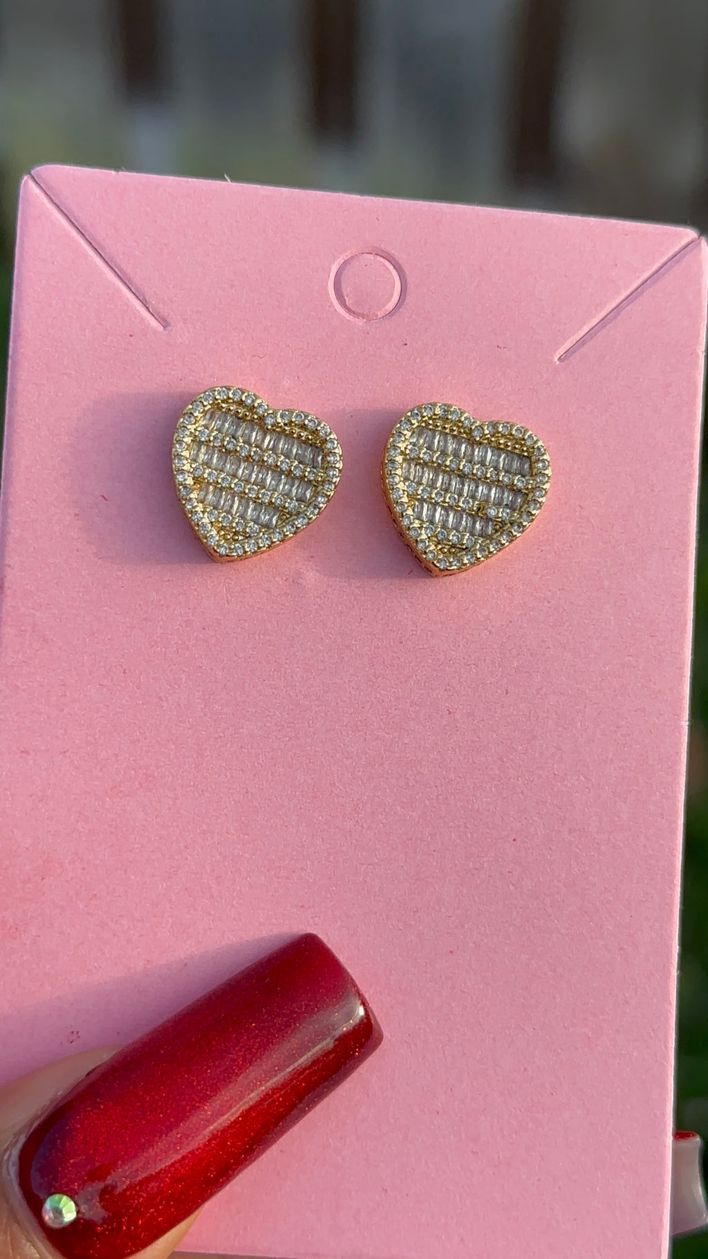 Heart Baguette Earrings (Gold)
