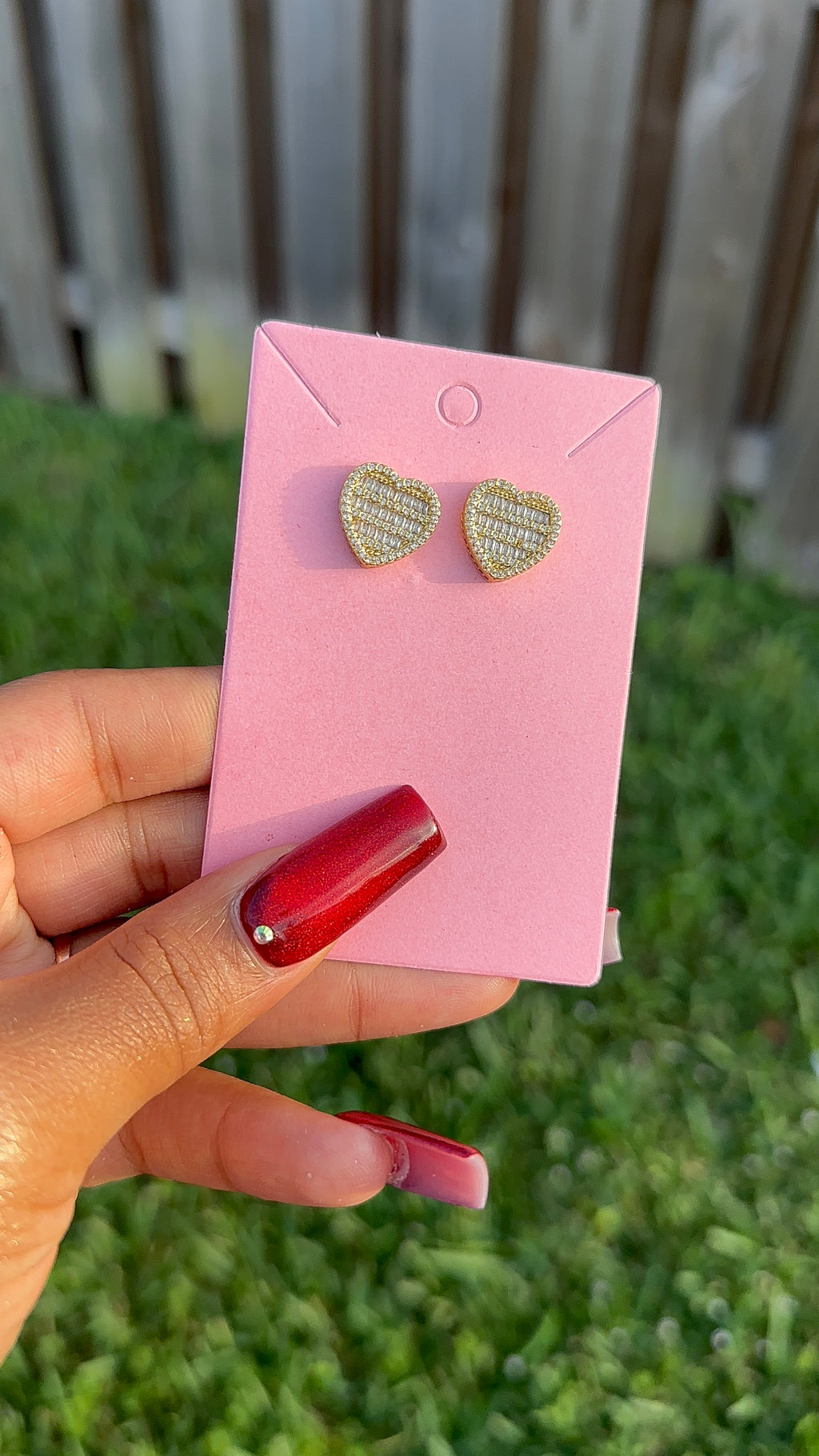 Heart Baguette Earrings (Gold)