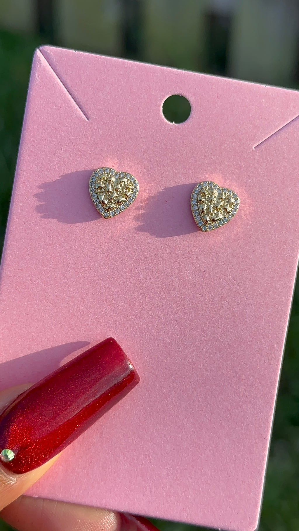 Studded Nugget Heart Earrings