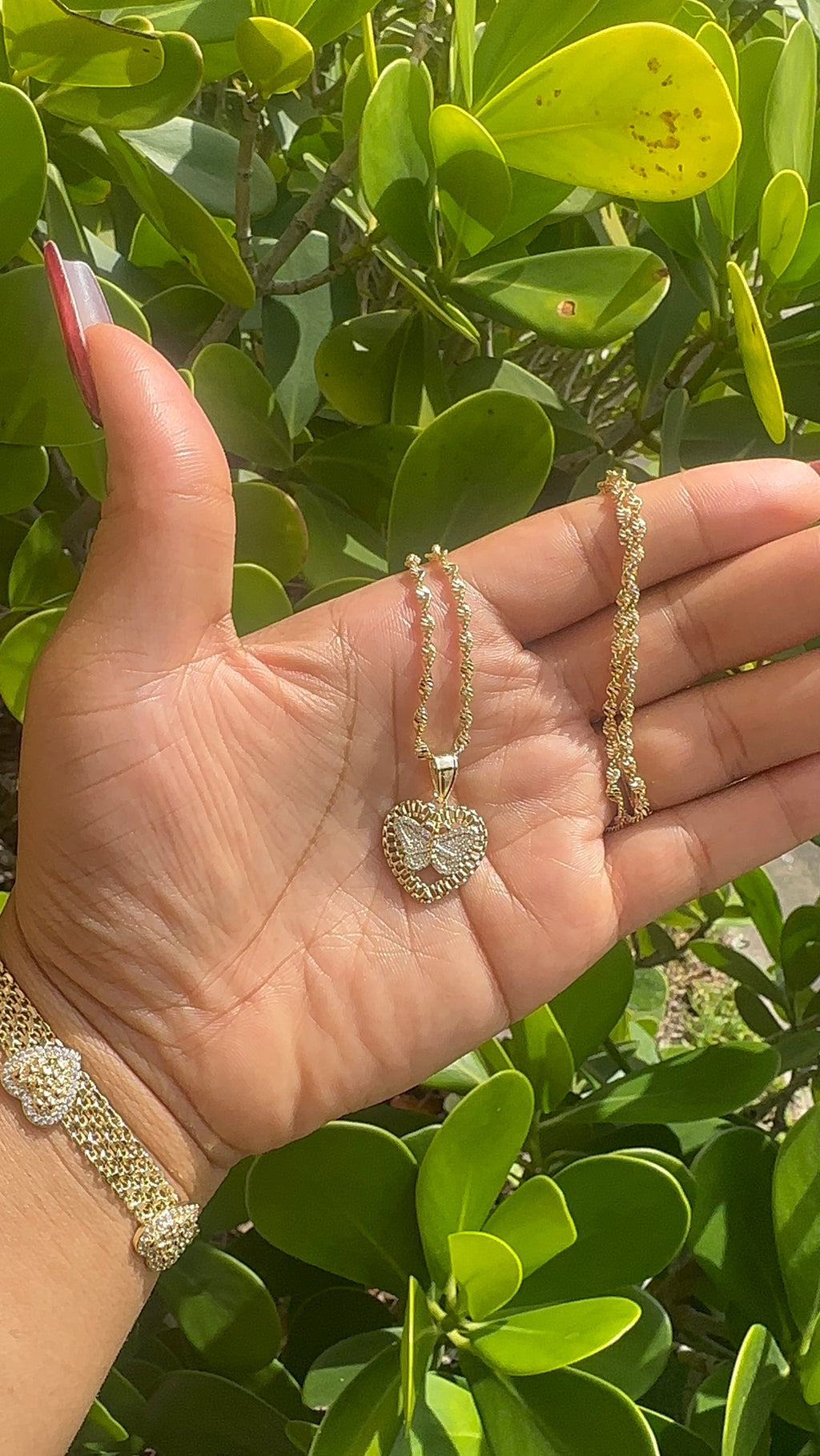 Hrt-Shaped Rolex Necklace with Butterfly
